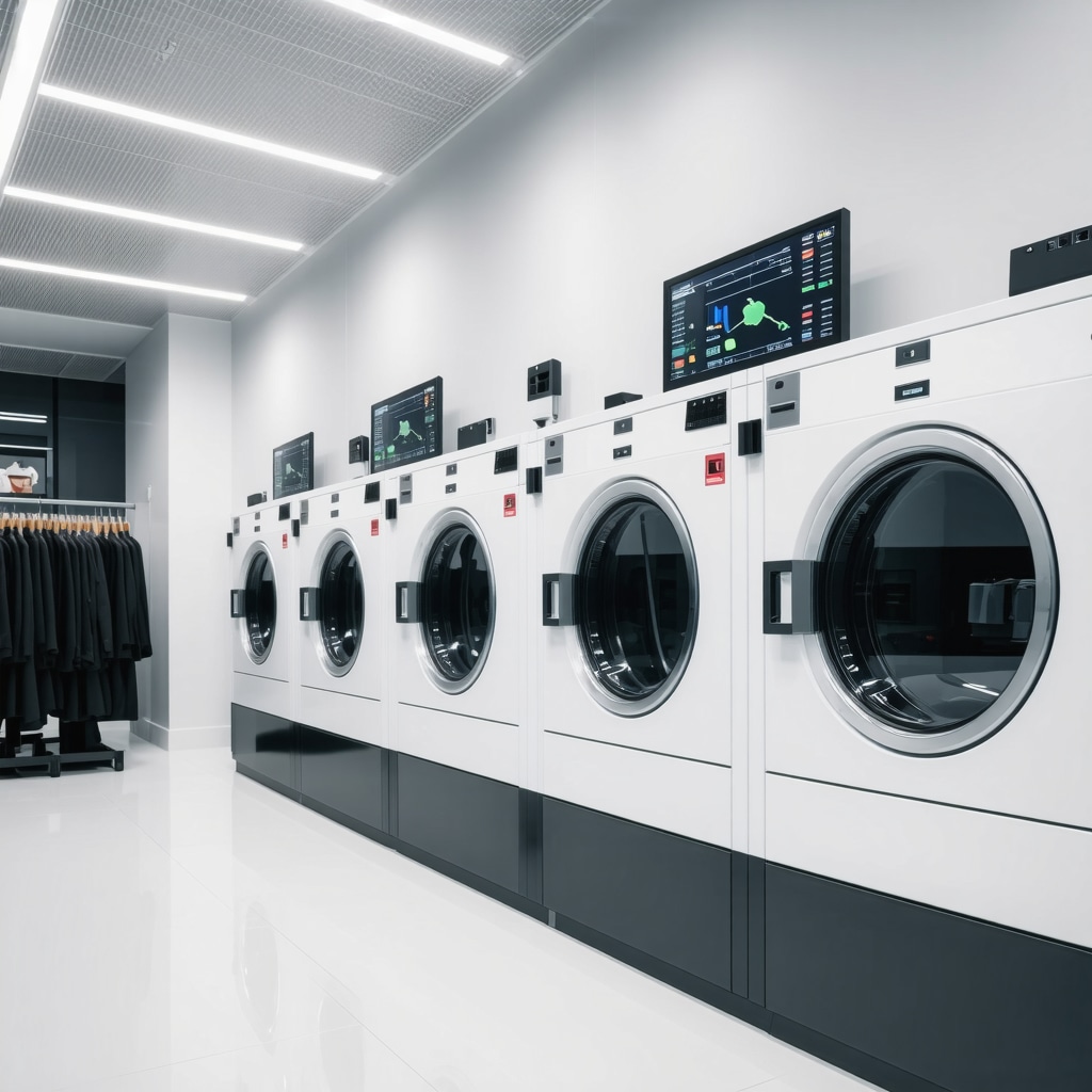 Digital interface of AI and IoT technology monitoring eco-friendly dry cleaning processes