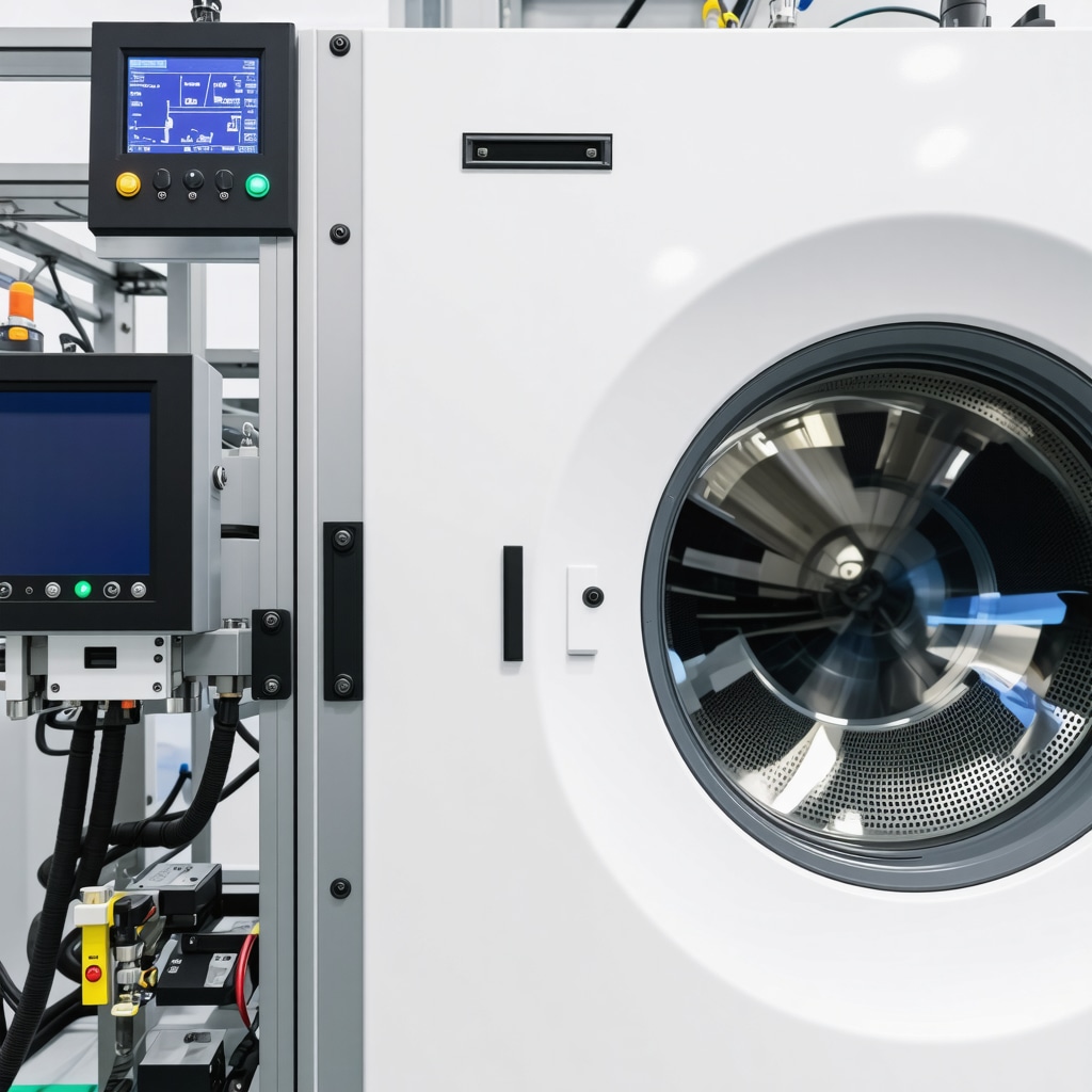 Modern dry cleaning equipment using plant-based solvent recycling and digital monitoring