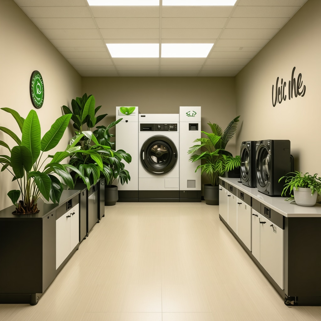 Eco-friendly dry cleaning facility with closed-loop solvent recovery and enzymatic fabric care equipment