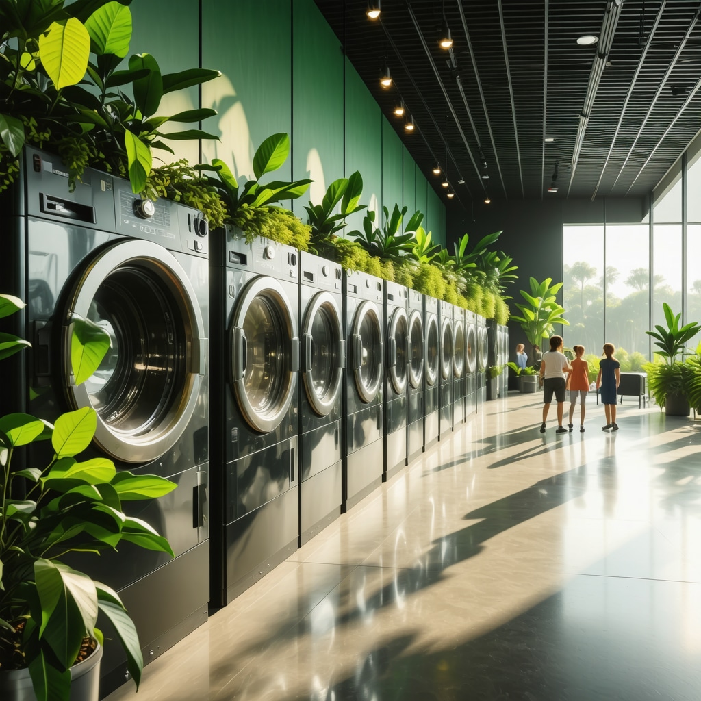 Modern eco-friendly dry cleaning facility using plant-based solvents and AI technology in Tampa