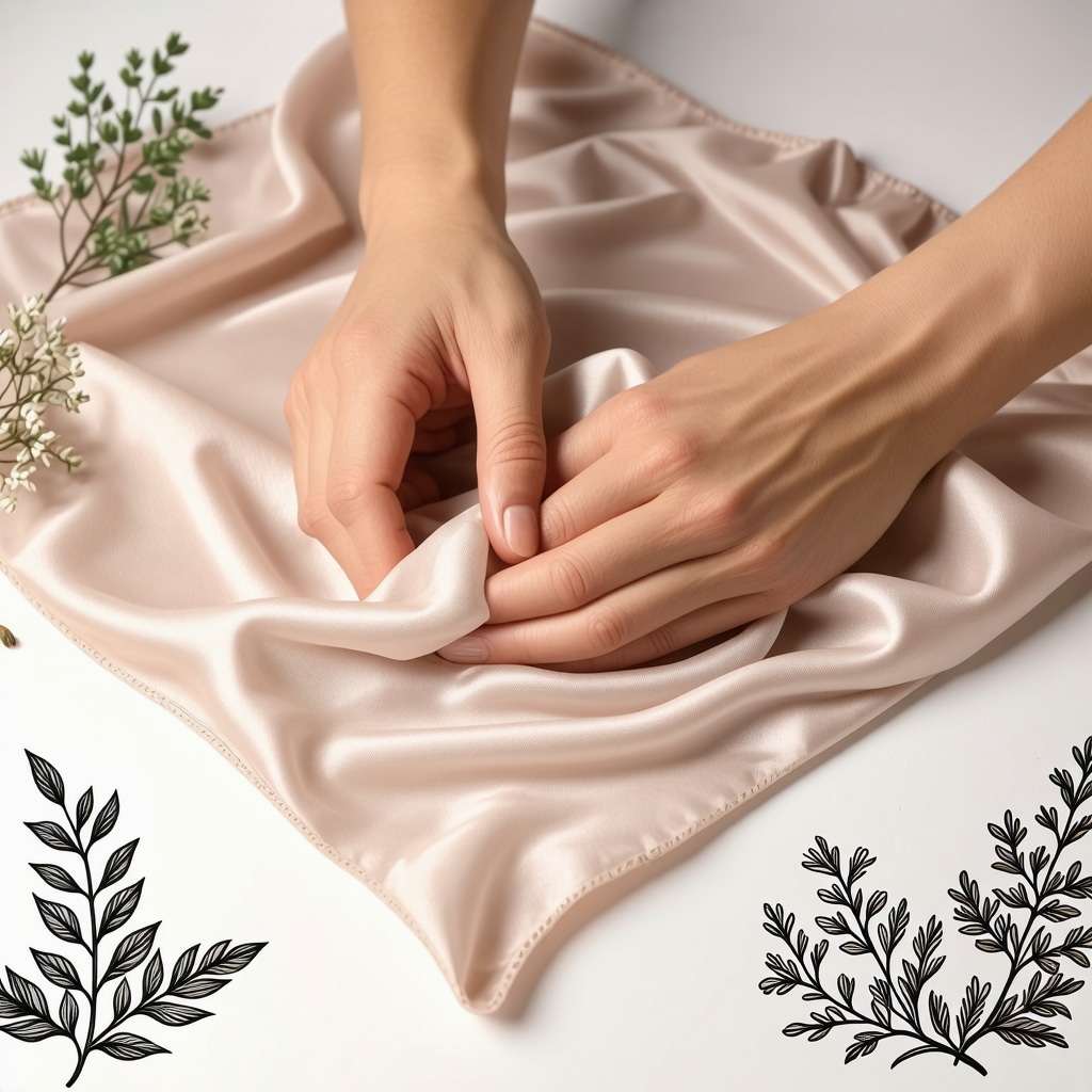 Hands cleaning silk scarf with tallow-based detergent and natural eco-friendly elements