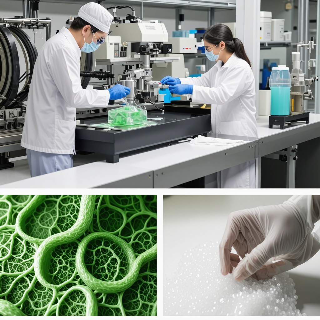 Laboratory technicians developing enzyme-based green dry cleaning detergents for sustainable textile care