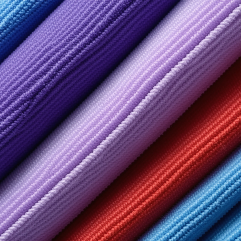 Microscopic view of fabric fibers with AI-powered stain detection and protective nanocoatings visualization