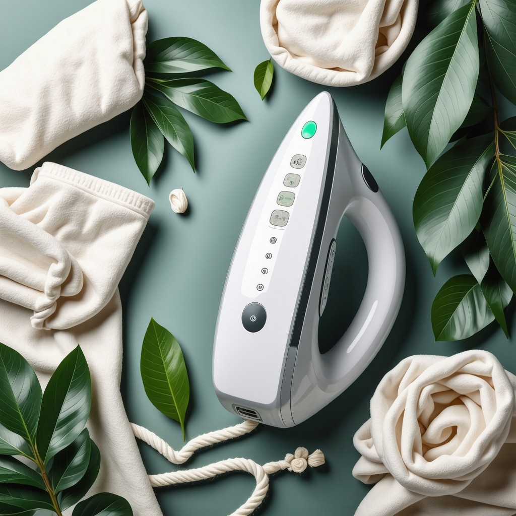 AI-powered smart iron with fabric analysis and eco-friendly sustainable ironing concept
