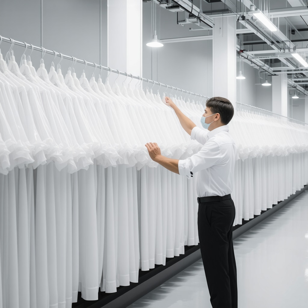 Technicians using advanced liquid CO2 and silicone-based eco solvents to clean luxury designer clothes in Tampa