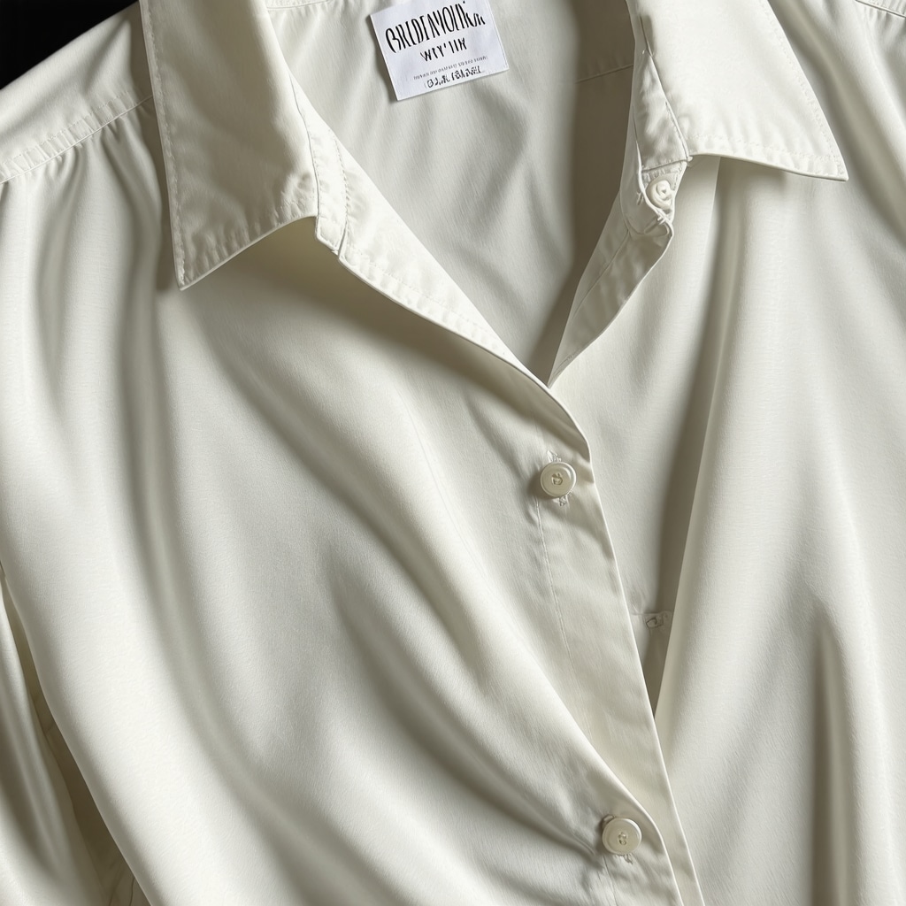 Silk blouse undergoing eco-friendly CO2 liquid cleaning in green-certified dry cleaner