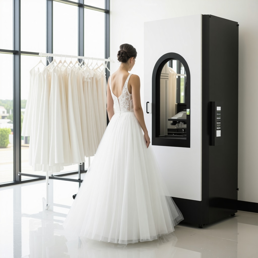 Laboratory with molecular fabric analysis and eco-friendly cleaning equipment for wedding dresses