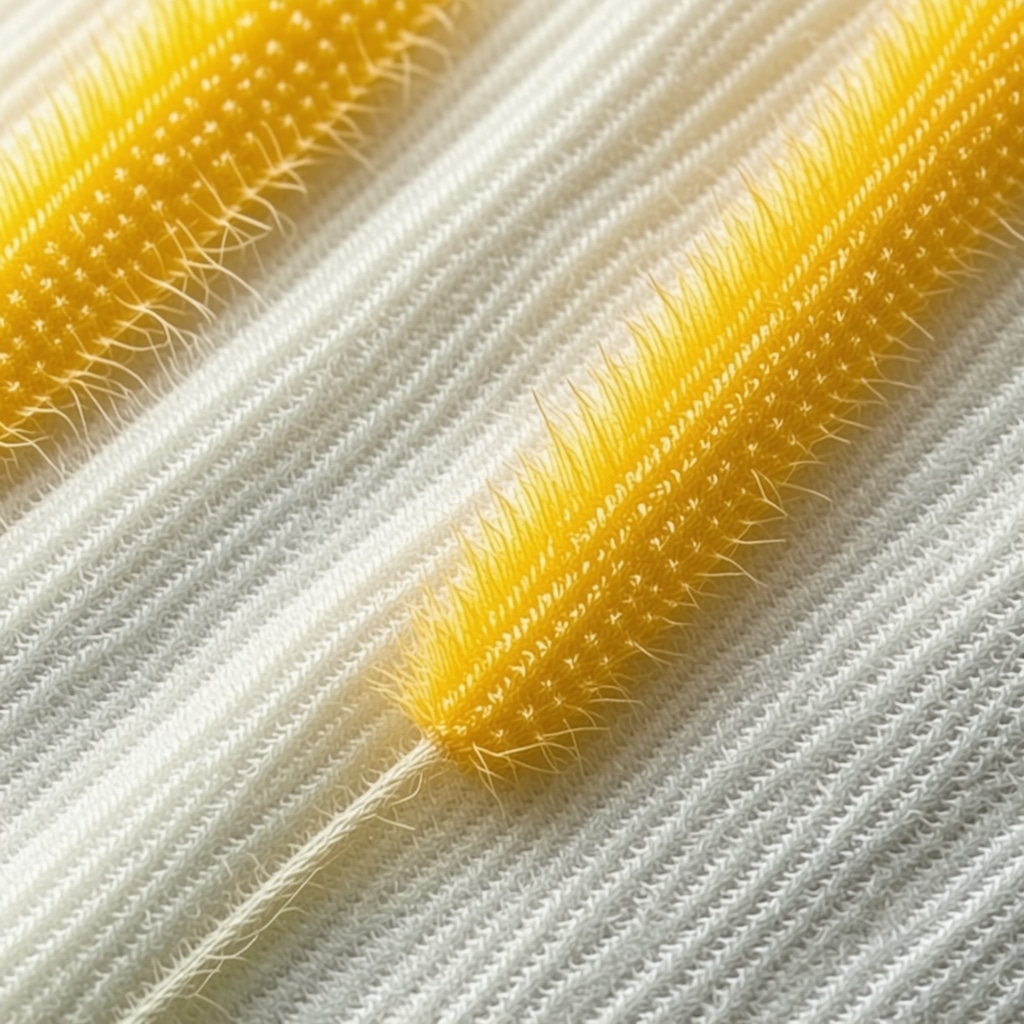 Microscopic view of fabric fibers with biodegradable nanocoating used in organic cleaning