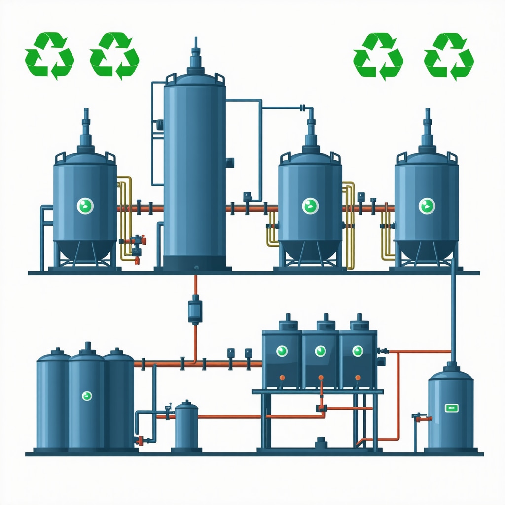 Diagram of closed-loop solvent recycling process in an eco-friendly dry cleaning operation