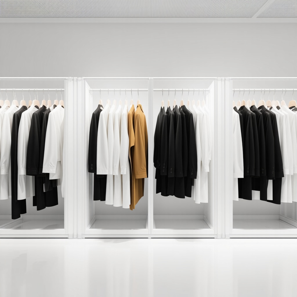 Luxury garments undergoing eco-friendly dry cleaning in a sustainable facility