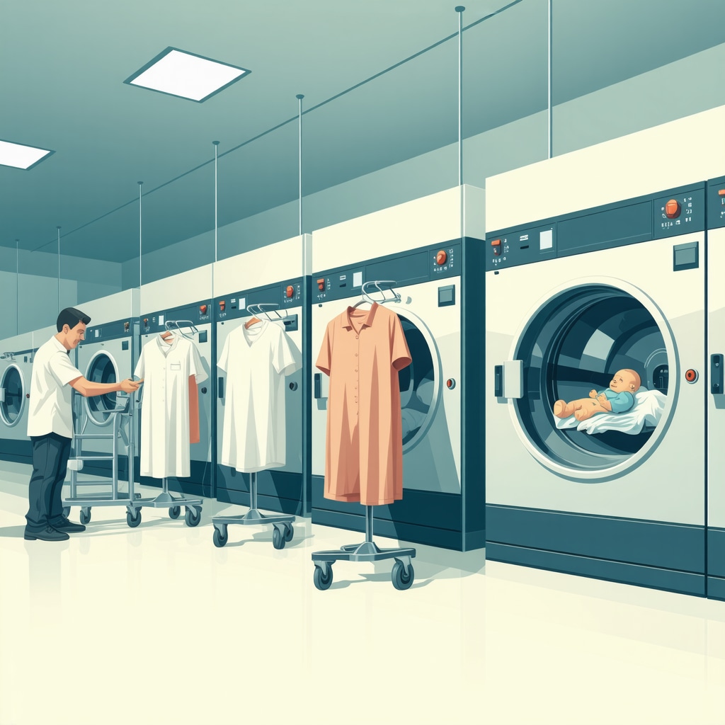 Modern eco dry cleaning facility using closed-loop solvent recycling technology for safe baby clothes cleaning