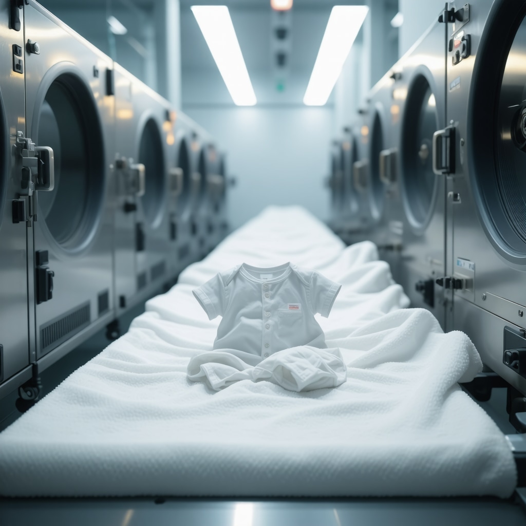 Modern dry cleaning equipment using eco-friendly solvents cleaning delicate baby garments