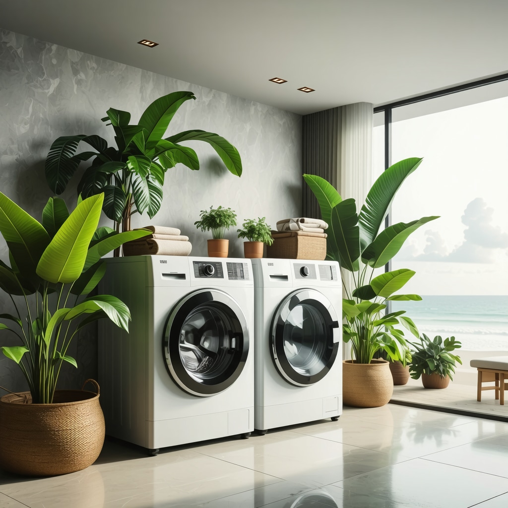 Smart washing machine using nanotechnology and AI-driven plastic-free detergent in a tropical Florida home