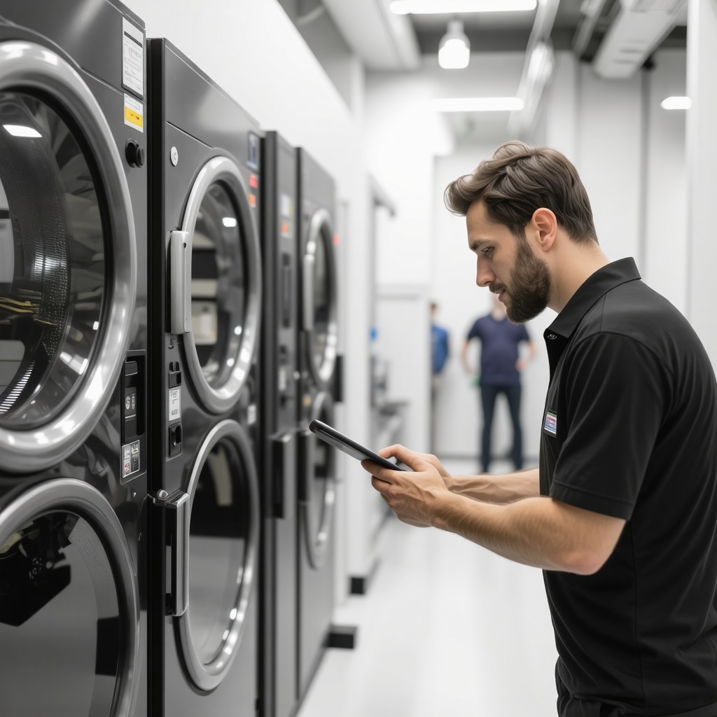 Eco-friendly dry cleaning facility with plant-based solvent tanks and IoT monitoring in Odessa FL
