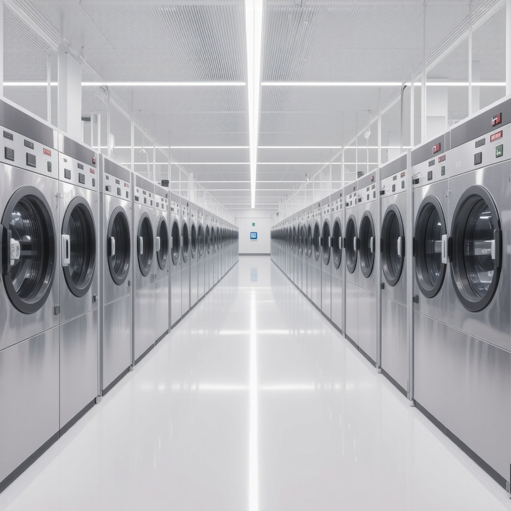 Laboratory scene with bio-based solvents and smart textiles demonstrating eco-friendly dry cleaning innovation