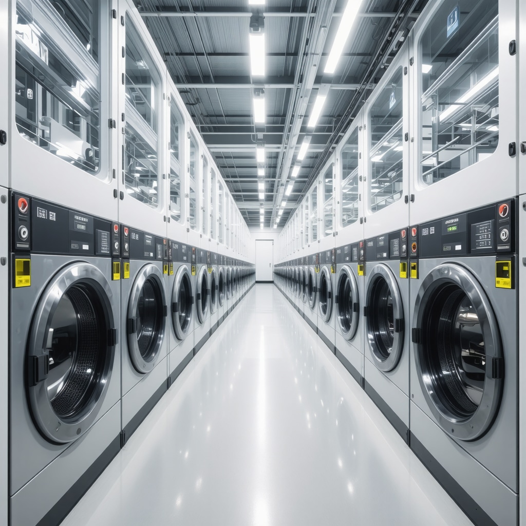 Industrial laundry with IoT sensors and enzyme-based non-toxic uniform cleaning technology
