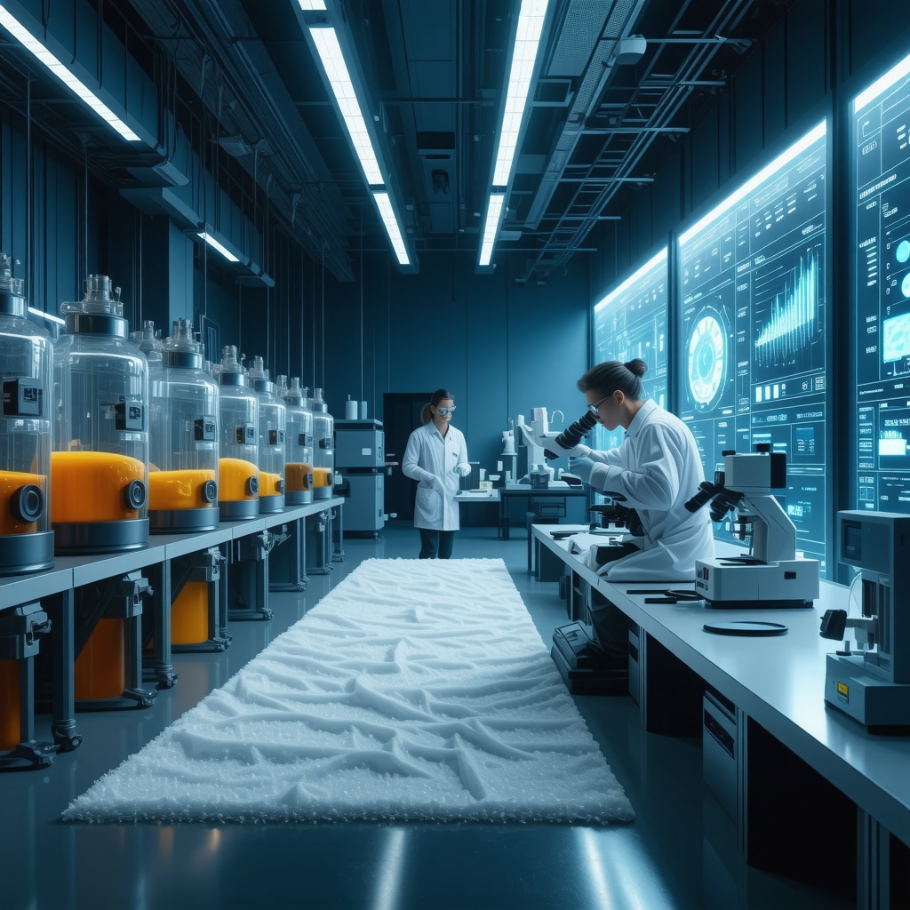 Technician using nanotechnology for sustainable fabric care in eco-friendly dry cleaning lab