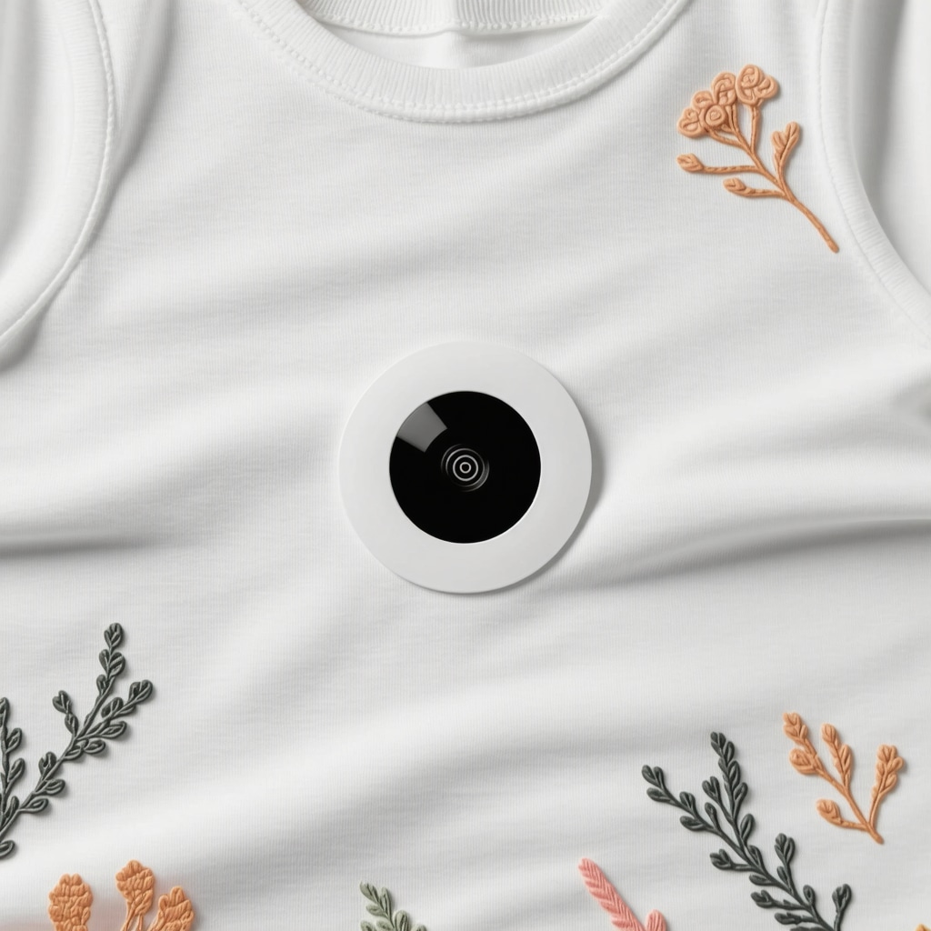 Smart sensor embedded in baby clothing fabric illustrating advanced eco-friendly dry cleaning technology
