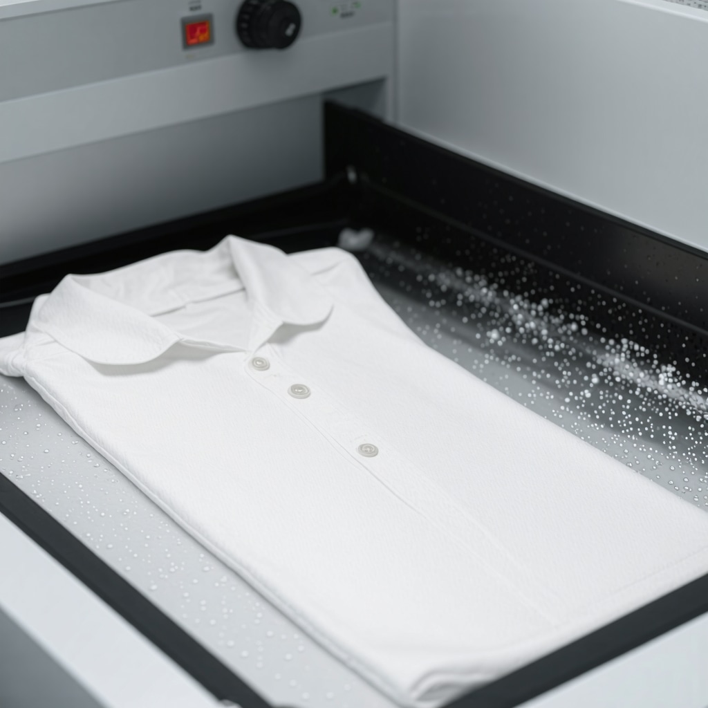 Ultrasonic cleaning machine in action with enzymatic eco-friendly detergent cleaning uniform fabric
