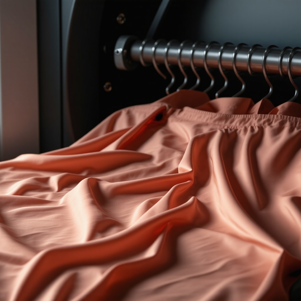 Advanced eco-friendly dry cleaning machine with AI interface cleaning delicate silk fabric using plant-based solvents