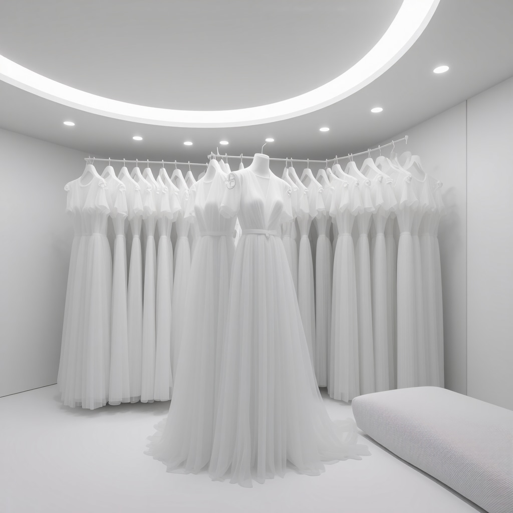 Modern eco-friendly dry cleaning machines equipped with AI and IoT sensors cleaning bridal gowns in Odessa