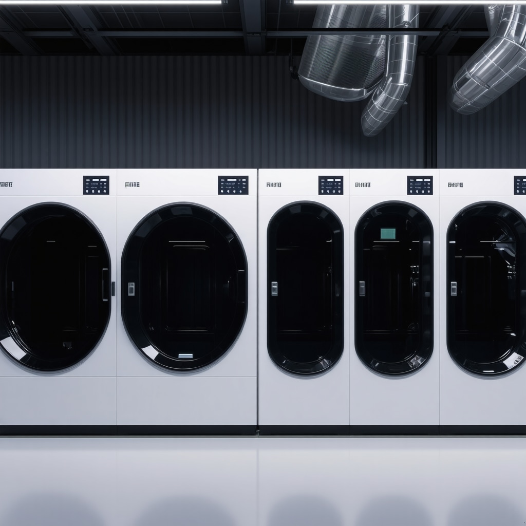 High-tech eco-friendly dry cleaning machines with AI and solvent recovery systems