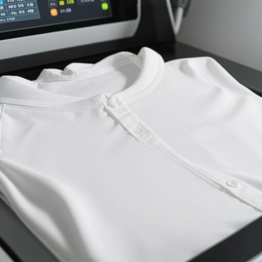 Eco-friendly dry cleaning machine processing delicate baby clothes with digital monitoring for fabric safety