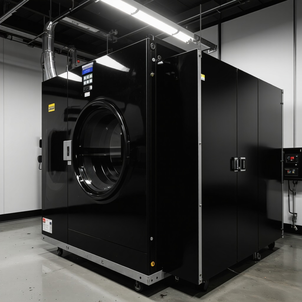 Modern dry cleaning machine utilizing supercritical CO2 in Tampa's eco-friendly facility
