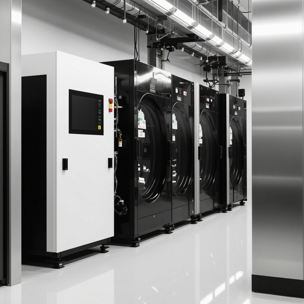 Modern ultrasonic and CO2 cleaning equipment in eco-friendly dry cleaning facility