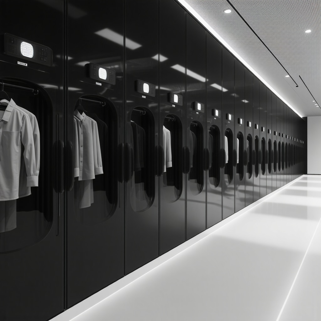 Modern dry cleaning setup using enzymatic and AI technologies alongside sustainable packaging