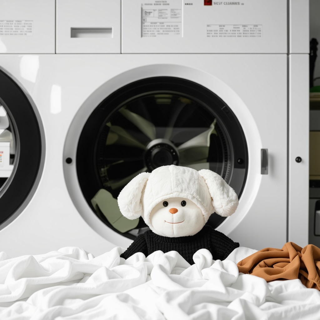 Close-up of eco-friendly dry cleaning process with plant-based solvents and delicate children's clothing.