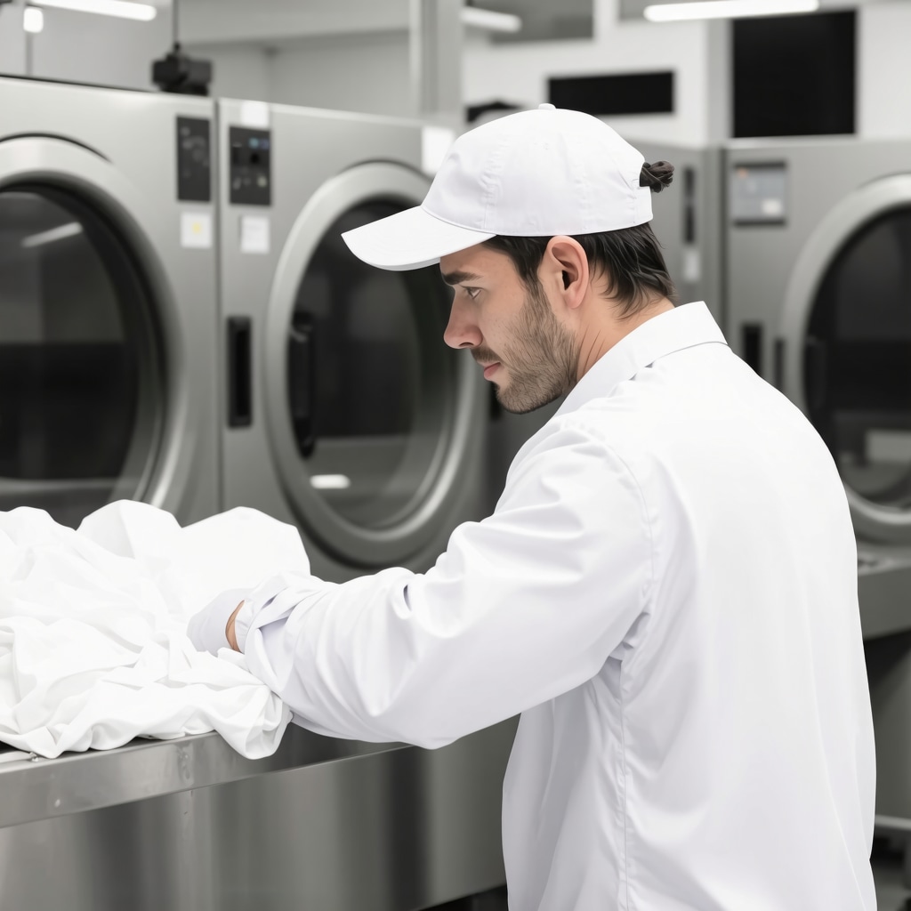 Dry cleaner using plant-based solvents in a modern eco-friendly laundry