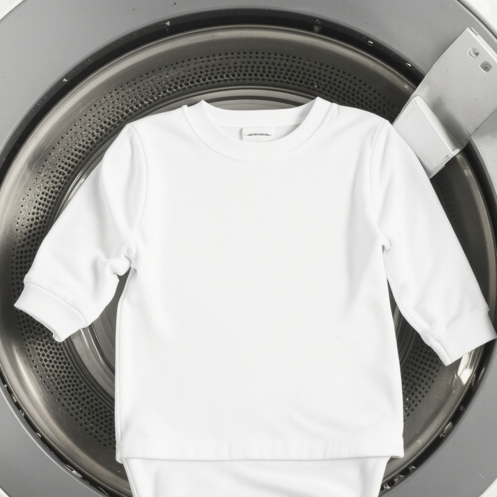 Child's clothing being cleaned with plant-based solvents to protect sensitive skin