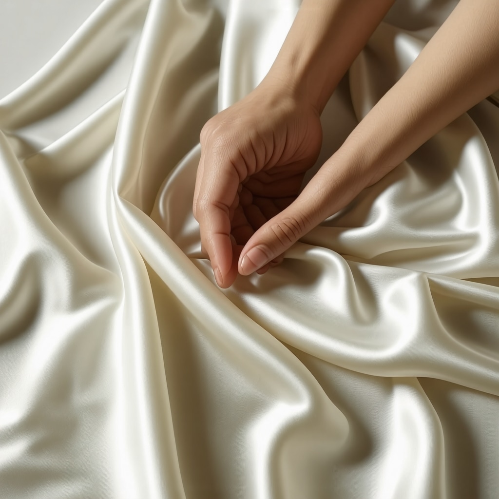Silk fabric undergoing enzymatic eco-friendly cleaning showcasing delicate texture and sustainable care