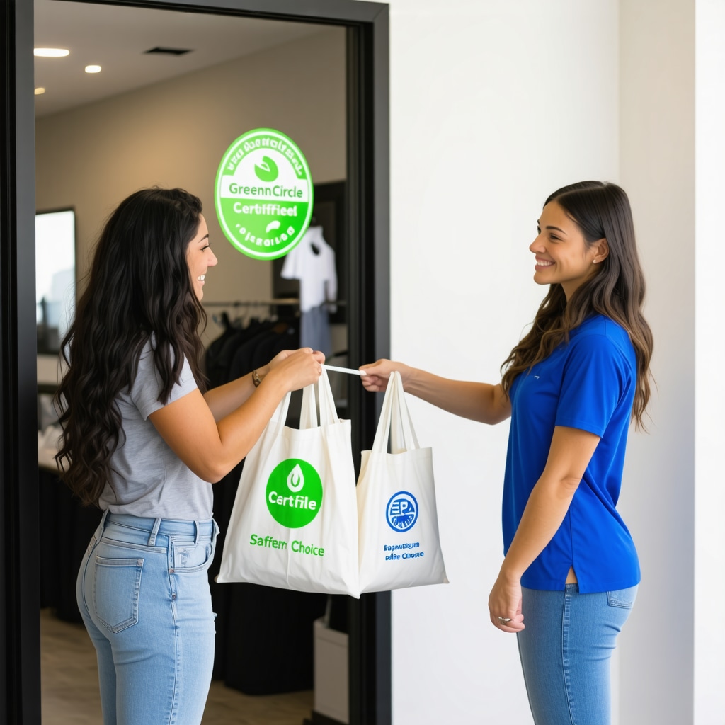Eco-friendly dry cleaning service in Westchase FL with visible environmental certifications and reusable garment bags