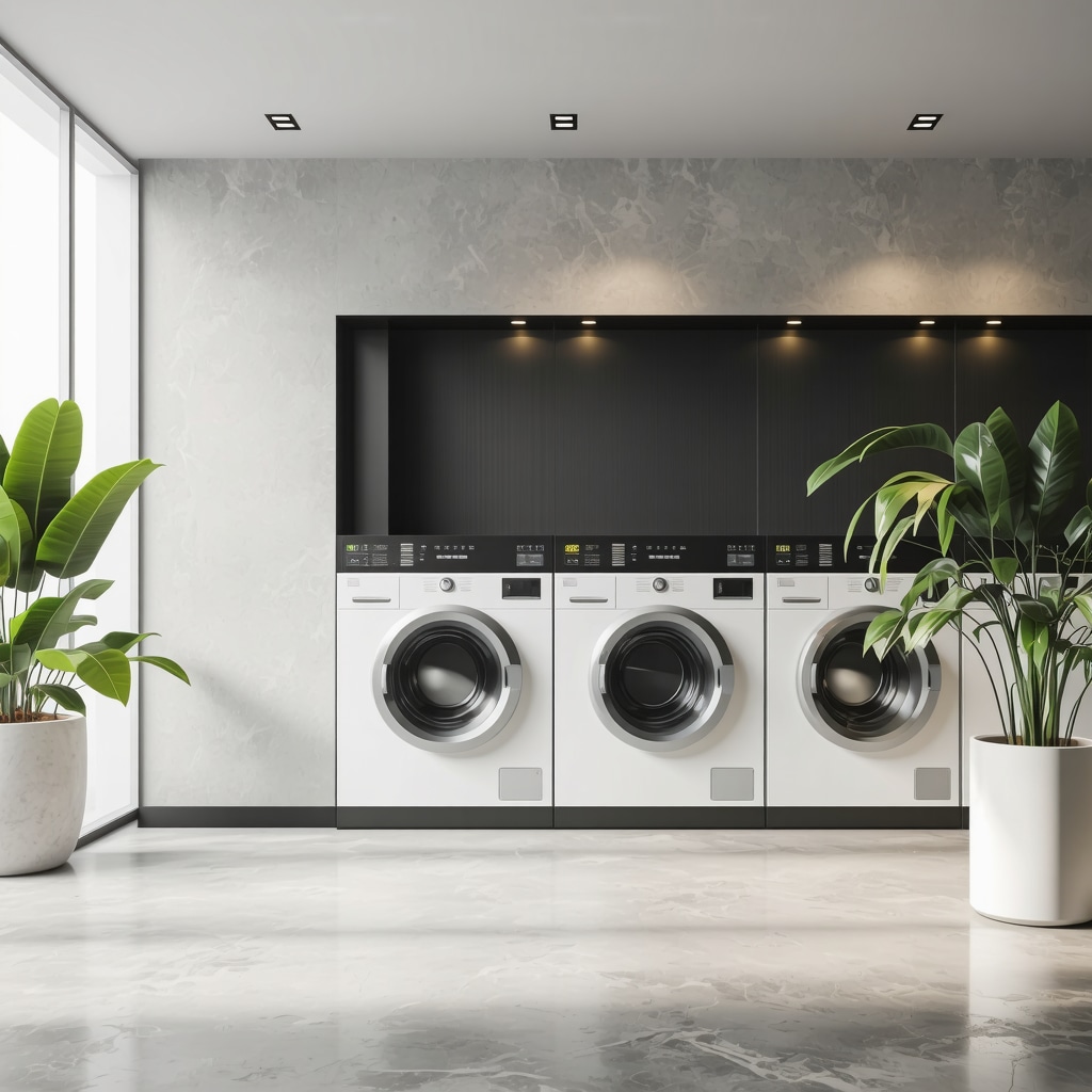 Eco-friendly dry cleaning facility with advanced bio-enzymatic systems demonstrating sustainable garment care.