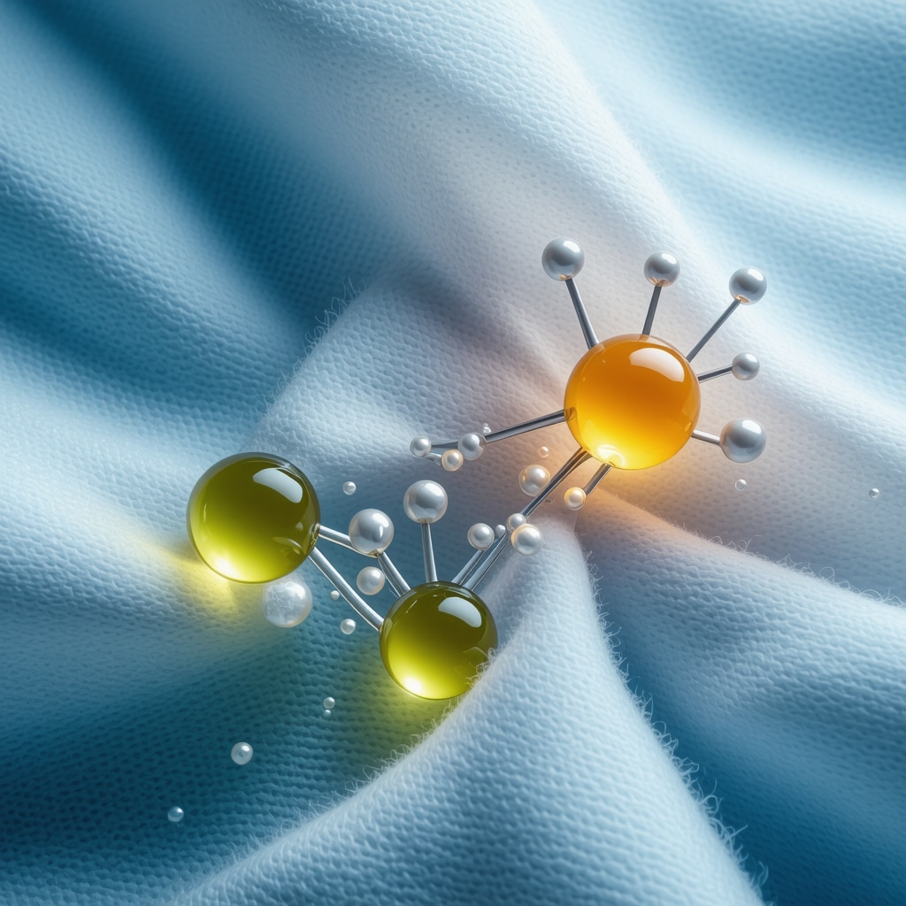 Close-up image of fabric embedded with enzyme-nanoparticle conjugates enabling chemical-free self-cleaning