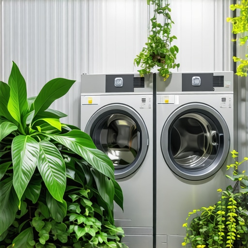 A clean, modern eco dry cleaning shop emphasizing sustainability and green practices