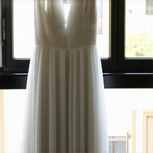 Delicate vintage couture gown undergoing eco-friendly cleaning process in a specialized dry cleaning facility
