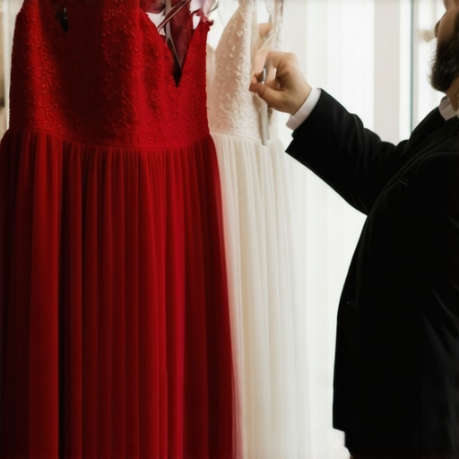 Eco dry cleaner carefully inspecting delicate vintage gown in a sustainable facility