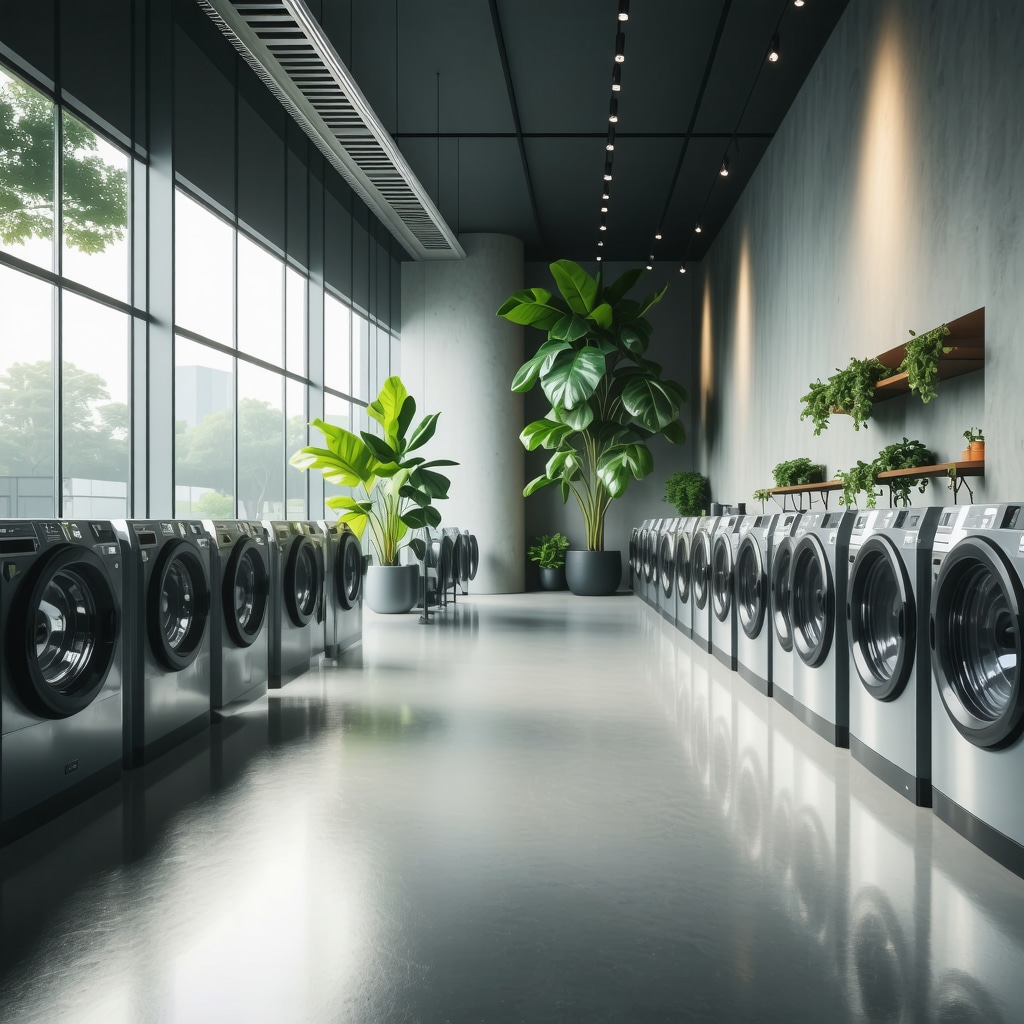 A state-of-the-art eco-friendly dry cleaning shop in Odessa showcasing advanced green cleaning technology