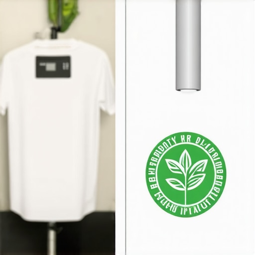 Eco-conscious dry cleaner demonstrating plant-based cleaning solvents and certification labels.