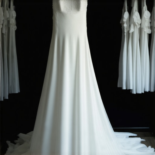 Wedding dress stored in natural fabric in climate-controlled environment