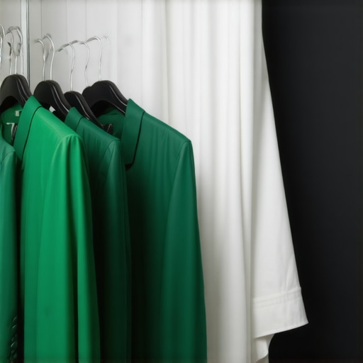 A professional using organic solvents to clean garments with green packaging in a modern eco-friendly dry cleaner.