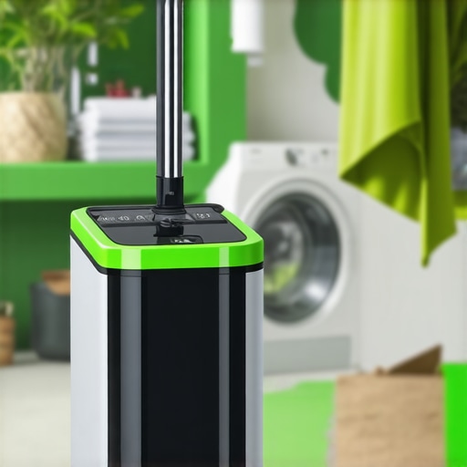 Modern Eco-Friendly Garment Steamer A state-of-the-art steam cleaning device used for eco garment care, showcasing green technology.