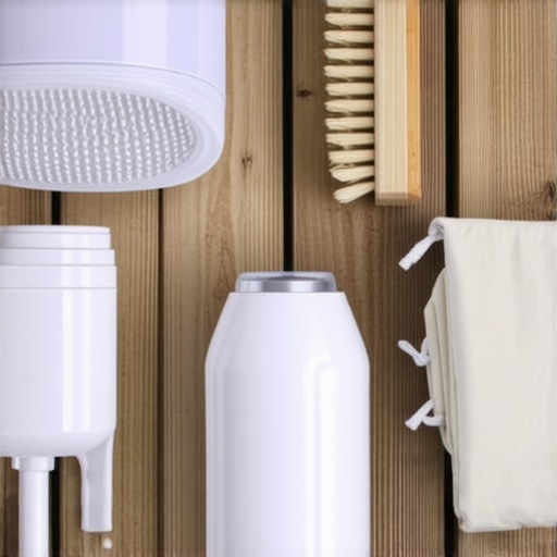 Eco-Friendly Garment Care Tools A collection of eco-conscious garment preservation tools such as a steamer, fabric brush, and storage bag.