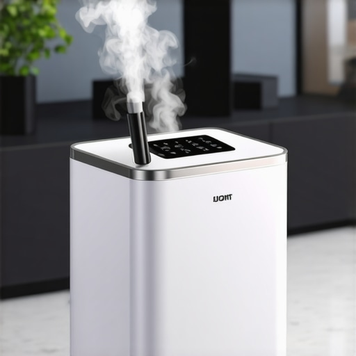 A portable garment steamer being used in a clean, eco-conscious laundry space.