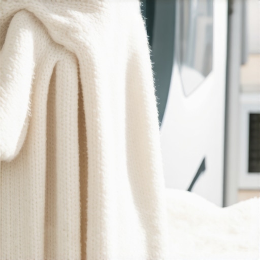 Person carefully handling a wool sweater in a natural, chemical-free laundry setting.