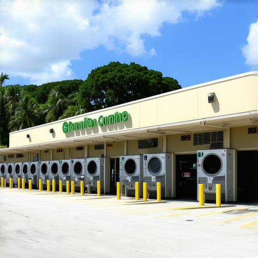 Eco-friendly dry cleaning facility with high-tech machinery and sustainable operations.
