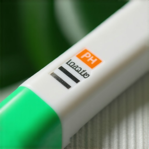 A digital fabric pH tester measuring chemical residues on fabric, symbolizing clean-label laundry